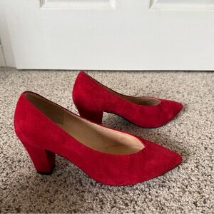 Elegant Red Suede Pumps